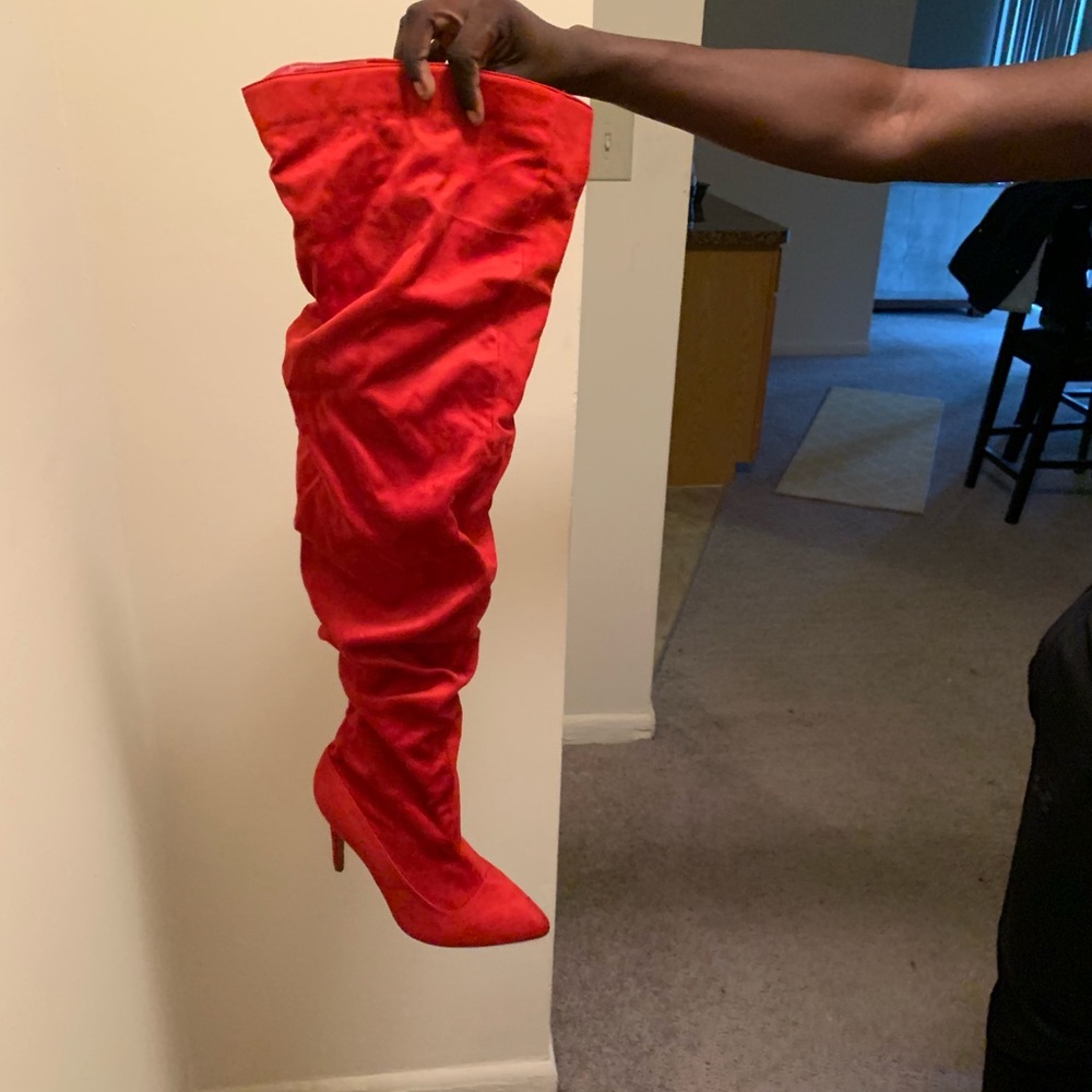 Red knee boots size10